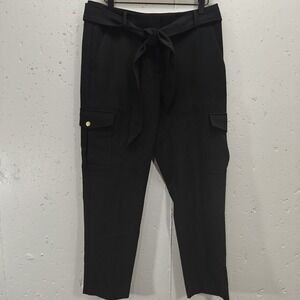 Loft Womens‎ Size 6 Dress Pants Black Cargo Work Tie Waist  NWT